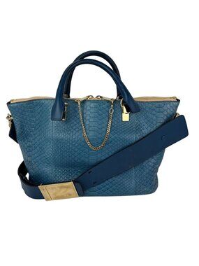 Chloe Baylee Medium Blue Leather Tote Bag